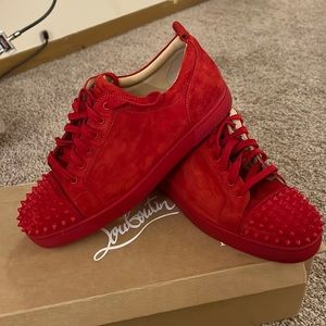 Christian Louboutin junior spikes velours red